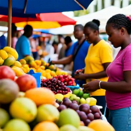 Caribbean Holidays, Guadeloupe Adults Only March, Travellers exploring a colourful Guadeloupe market with tropical fruit, spices and friendly local stalls