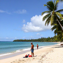 Caribbean Holidays, Guadeloupe Adventure Holidays, Travellers relaxing beside a sandy beach after an active day in the tropical Guadeloupe landscape