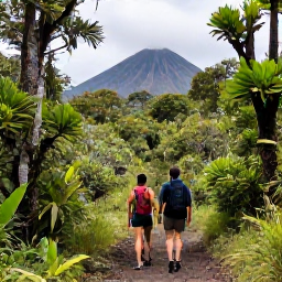 Caribbean Holidays, Guadeloupe Adventure, Travellers hiking along a rainforest trail towards La Soufri&egrave;re volcano in Guadeloupe