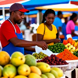 Caribbean Holidays, Guadeloupe Adventure, Visitors exploring a colourful Guadeloupe market with tropical fruit, spices and Creole food