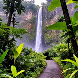 Caribbean Holidays, Guadeloupe All Inclusive, A lush Guadeloupe rainforest with a waterfall, tropical plants and a walking trail through Basse-Terre