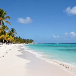 Caribbean Holidays, Guadeloupe All Inclusive, Bright coastal view of a Guadeloupe beach in June, with turquoise water, palm trees and a relaxed holiday atmosphere