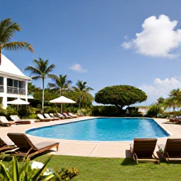 Caribbean Holidays, Guadeloupe All Inclusive, Comfortable all-inclusive resort in Guadeloupe with a swimming pool, sun loungers, tropical gardens and guests relaxing