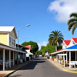 Caribbean Holidays, Guadeloupe April Breaks, Colourful streets and waterfront caf&eacute;s in Pointe-&agrave;-Pitre, Guadeloupe, on a bright April morning