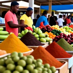 Caribbean Holidays, Guadeloupe April Breaks, Fresh tropical produce and colourful spices displayed at a bustling Guadeloupe market