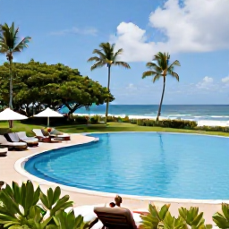 Caribbean Holidays, Guadeloupe April Holidays, An inviting all-inclusive resort in Guadeloupe with a swimming pool, sun loungers, tropical gardens and guests enjoying a relaxed April holiday