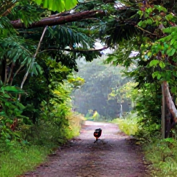 Caribbean Holidays, Guadeloupe Birdwatching, Colourful Caribbean birds in lush Guadeloupe rainforest, with a quiet forest trail and soft morning light