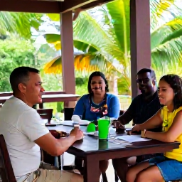 Caribbean Holidays, Guadeloupe Birdwatching, Friendly birdwatching travellers relaxing at a Guadeloupe caf&eacute; after a day in nature