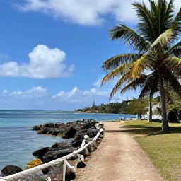 Caribbean Holidays, Guadeloupe Birdwatching, Guadeloupe coastal trail with seabirds, palms and blue Caribbean sea