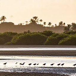 Caribbean Holidays, Guadeloupe Birdwatching, Guadeloupe wetlands and mangroves with wading birds at sunrise