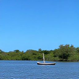 Caribbean Holidays, Guadeloupe Birdwatching, Quiet Guadeloupe mangrove wetland with egrets, herons and a small birdwatching boat in March sunshine