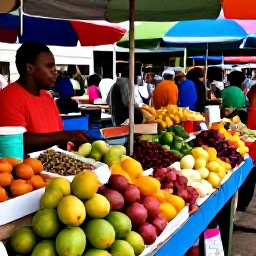 Caribbean Holidays, Guadeloupe City Breaks, Bustling Saint-Antoine market in Pointe-&agrave;-Pitre with colourful tropical fruit, spices and local food stalls