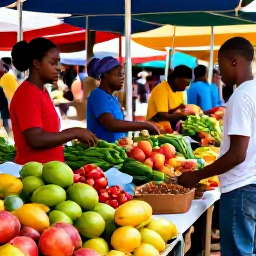 Caribbean Holidays, Guadeloupe Cooking Holidays, A colourful outdoor market in Pointe-&agrave;-Pitre, Guadeloupe, with fresh tropical fruit, spices, vegetables and local shoppers