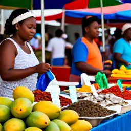 Caribbean Holidays, Guadeloupe Cooking Holidays, Bustling Pointe-a-Pitre market in Guadeloupe with spices, mangoes, seafood and colourful market stalls