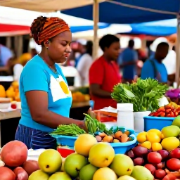 Caribbean Holidays, Guadeloupe Cooking Holidays, Colourful Guadeloupe market in October with tropical fruit, spices, fresh herbs and local shoppers in a lively Caribbean setting