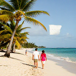 Caribbean Holidays, Guadeloupe Couples Holidays, A couple walking along a quiet tropical beach in Guadeloupe in warm April sunshine