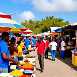 Caribbean Holidays, Guadeloupe Culture Holidays, Colourful traditional market in Pointe-&agrave;-Pitre, Guadeloupe, with local produce, spices, crafts and lively shoppers