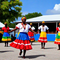 Caribbean Holidays, Guadeloupe Culture Holidays, Traditional Guadeloupean dancers and musicians performing outdoors in colourful clothing during a local festival