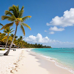 Caribbean Holidays, Guadeloupe December, A sunny Guadeloupe beach in December with turquoise water, palm trees and a relaxed all-inclusive holiday atmosphere