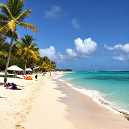 Caribbean Holidays, Guadeloupe December Holidays, Sunny Guadeloupe beach near Sainte-Anne in December, with turquoise water, palms and visitors enjoying a relaxed holiday
