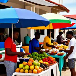 Caribbean Holidays, Guadeloupe December Tours, Colourful Guadeloupe market in December, with tropical fruit, spices, local food stalls and friendly shoppers in a lively Caribbean town