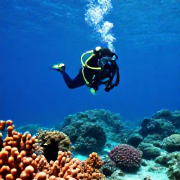 Caribbean Holidays, Guadeloupe Diving January, Scuba diver exploring a colourful coral reef in clear Caribbean water off Guadeloupe in January