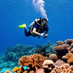 Caribbean Holidays, Guadeloupe Diving January, Scuba diver exploring colourful coral reef and clear blue water off Guadeloupe in January