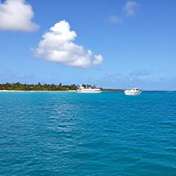 Caribbean Holidays, Guadeloupe Diving January, Small dive boat travelling across calm turquoise water towards the Guadeloupe coast on a sunny January morning