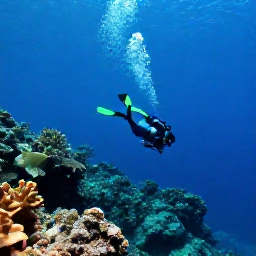 Caribbean Holidays, Guadeloupe Diving July, A diver descending beside the underwater slopes of the Cousteau Reserve at Pigeon Island, Guadeloupe