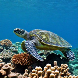 Caribbean Holidays, Guadeloupe Diving March, A green sea turtle swimming above coral and sponges in Guadeloupe's Cousteau Reserve