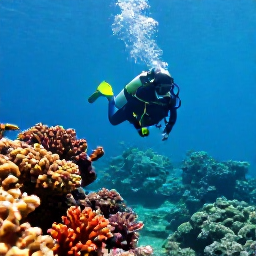 Caribbean Holidays, Guadeloupe Diving March, A scuba diver exploring colourful coral reefs and clear turquoise water off Guadeloupe in March