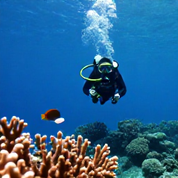 Caribbean Holidays, Guadeloupe Diving May, Scuba diver exploring colourful coral reef and tropical fish in clear Caribbean water off Guadeloupe