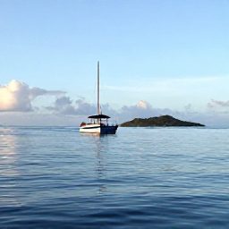 Caribbean Holidays, Guadeloupe Diving May, Small dive boat approaching the Pigeon Islands in Guadeloupe on a sunny calm morning