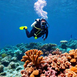 Caribbean Holidays, Guadeloupe Diving November, Scuba diver exploring colourful coral reefs and clear blue water off Guadeloupe in November