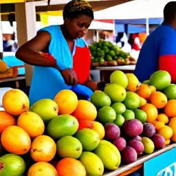 Caribbean Holidays, Guadeloupe Family Holidays, Colourful family-friendly Guadeloupe market with tropical fruit, spices and local food stalls