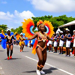 Caribbean Holidays, Guadeloupe February Holidays, Colourful Guadeloupe Carnival parade in Pointe-&agrave;-Pitre, with elaborately dressed dancers, musicians and cheering crowds