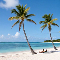 Caribbean Holidays, Guadeloupe Honeymoons, Secluded white sand beach on Grande-Terre, Guadeloupe, with calm blue water and a couple relaxing beneath palm trees