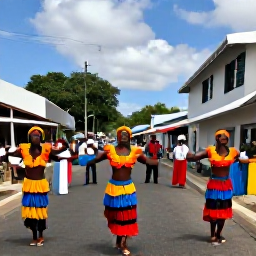 Caribbean Holidays, Guadeloupe in August, Colourful Guadeloupe cultural festival with dancers in traditional Caribbean dress, musicians and a lively village street in August