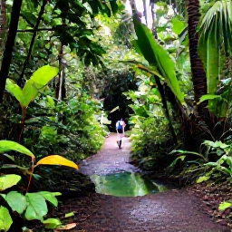 Caribbean Holidays, Guadeloupe in February, A lush Guadeloupe rainforest trail leading to a clear waterfall, with tropical plants and visitors exploring in February