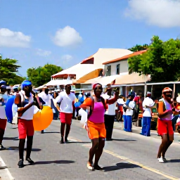 Caribbean Holidays, Guadeloupe in February, Colourful Guadeloupe Carnival parade with musicians and dancers in a sunny Caribbean town