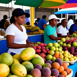 Caribbean Holidays, Guadeloupe in June, Colourful market in Pointe-&agrave;-Pitre, Guadeloupe, with tropical fruit, spices and friendly local traders