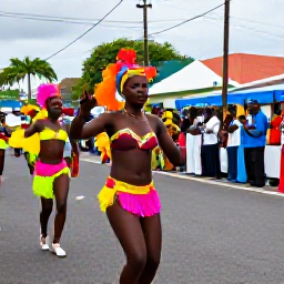 Caribbean Holidays, Guadeloupe in March, Colourful Guadeloupe carnival parade in Pointe-&agrave;-Pitre, with dancers in bright costumes, musicians and welcoming crowds