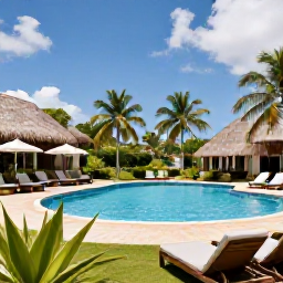 Caribbean Holidays, Guadeloupe in March, Comfortable all-inclusive resort in Guadeloupe with swimming pool, sun loungers and tropical gardens