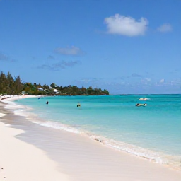 Caribbean Holidays, Guadeloupe in March, Grand Terre Guadeloupe beach with calm lagoon, clear water and visitors enjoying water sports