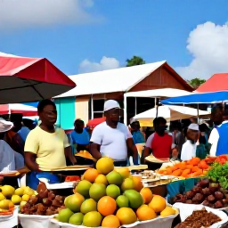 Caribbean Holidays, Guadeloupe in May, Colourful Guadeloupe village market in May with fresh tropical fruit, spices, local food and friendly shoppers