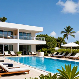 Caribbean Holidays, Guadeloupe in November, A modern all-inclusive resort in Guadeloupe with a swimming pool, sun loungers, tropical gardens and guests enjoying a November holiday