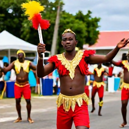 Caribbean Holidays, Guadeloupe in November, Traditional Guadeloupe carnival-style musicians and dancers performing outdoors in colourful costumes, joyful Caribbean atmosphere