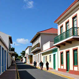 Caribbean Holidays, Guadeloupe in October, Historic colonial street in Pointe-a-Pitre, Guadeloupe, with colourful buildings, balconies and pedestrians under tropical sunshine