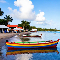 Caribbean Holidays, Guadeloupe Instagram Hotspots, Colourful wooden fishing boats and reflections on the water at Sainte-Anne market and beach in Guadeloupe