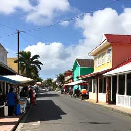 Caribbean Holidays, Guadeloupe Instagram Hotspots, Instagrammable Guadeloupe street scene in Pointe-a-Pitre with colourful Creole buildings, market stalls and local shoppers